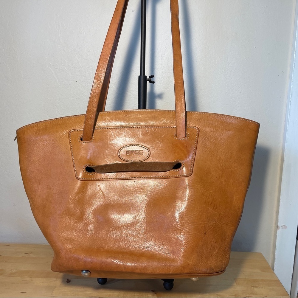BREE Germany Vintage Brown Leather Large Tote Shopper Carryall Work Bag